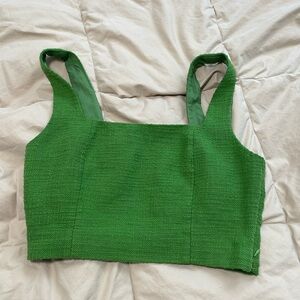 Green tweed cropped top